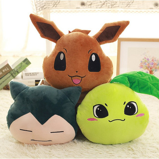 หมอนตุ๊กตานุ่มรูปการ์ตูน Pokemon Pikachu Eevee Snorlax