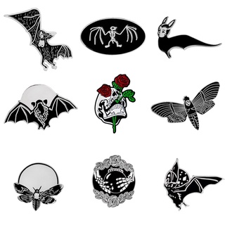 Punk Animal Pin  Personality Color Moth Women Face Bat Brooches Flower Skull Lapel Enamel Pin Badge Gothic Jewelry Gift