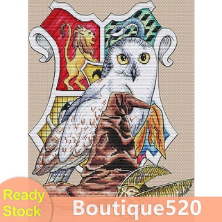 Bou【Stock】14CT Counted Full Cross Stitch Handcraft Owl Artwork Wall Decoration Kit