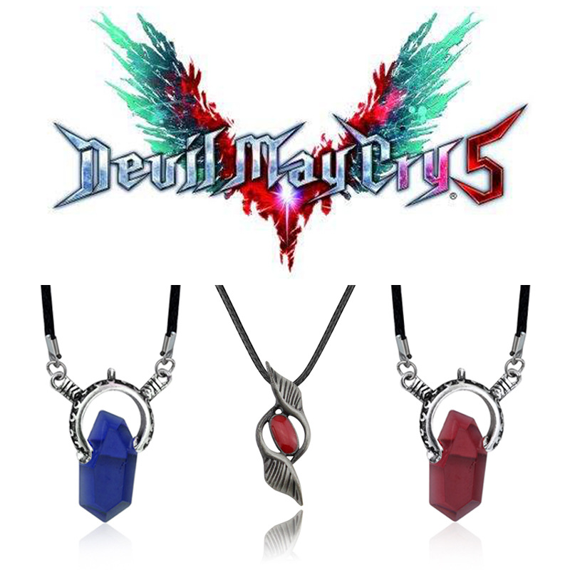 Anime Demon Hunter Soul สร้อยคอหินคริสตัลสีแดง Dante Devil May Cry 5 จี้ Man ผู้หญิงคอสเพลย์เครื่องประดับ