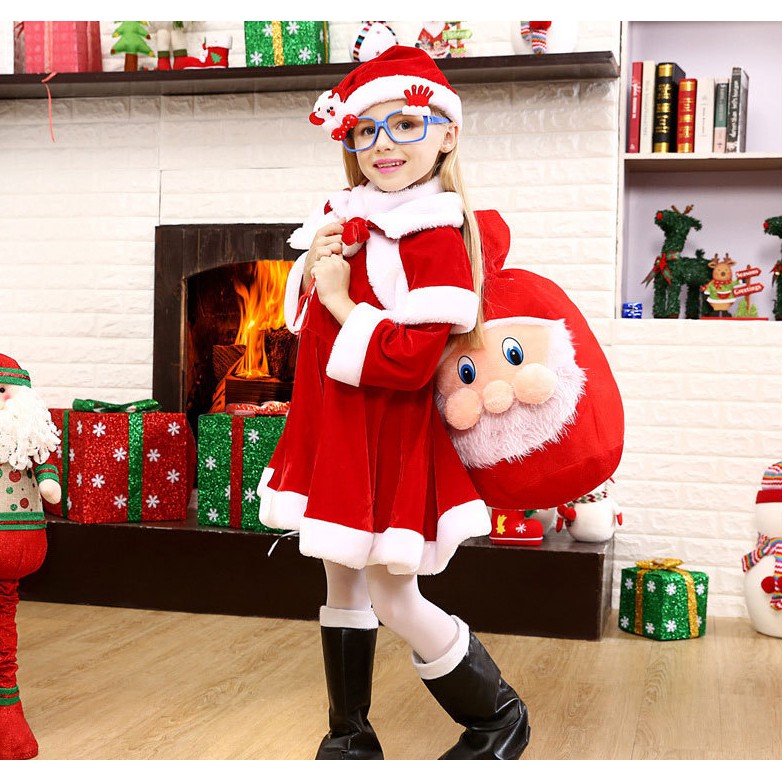 เด็ก Mrs Claus เครื่องแต่งกายคริสต์มาสแฟนซีแต่งตัวสําหรับสาว Carnival Christmas Festival Party คอสเพ