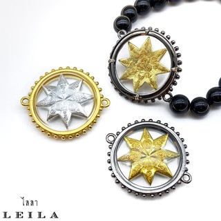 Leila Amulets ดาวเหนือดวง กรอบกลม (พร้อมกำไลหินฟรีตามรูป)