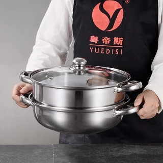 หม้อนึ่งสแตนเลส 1/2/3ชั้น รุ่นหูคู่ พร้อมฝาปิด ขนาด28CM หม้ออเนกประสงค์ ใช้กับตาแม่เหล็กไฟฟ้าได้