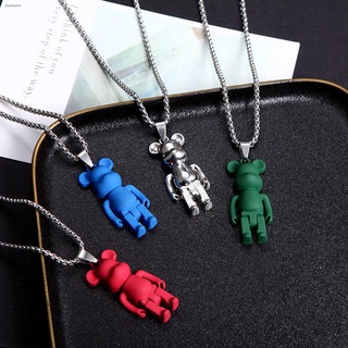 ✇รุนแรงหมีสร้อยคอผู้ชายและผู้หญิงKleinสีฟ้าที่สวยงามเหล็กไทเทเนียมหนาโซ่แนวโน้มสุทธิสีแดงโซ่เสื้อกันหนาวระเบิดคอสร้อยคอ