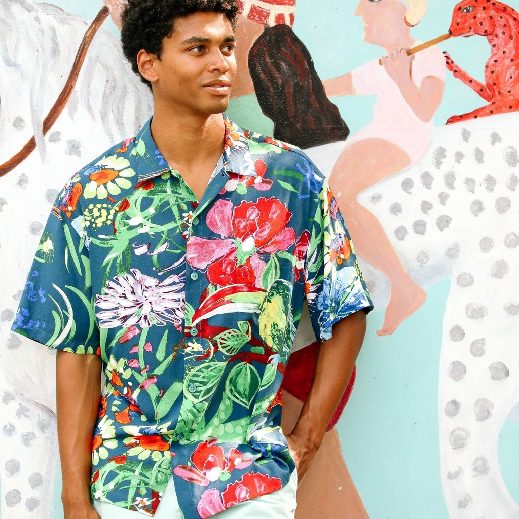 เสื้อฮาวาย JAMS WORLD / CORAL ABYSS NAVY 100% RAYON MADE IN HAWAII,USA