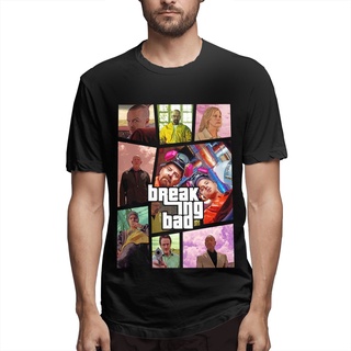 เสื้อยืดแขนสั้น คอกลม ผ้าฝ้าย พิมพ์ลายโปสเตอร์ Breaking Bad สีขาว สไตล์เรโทร สําหรับผู้ชาย