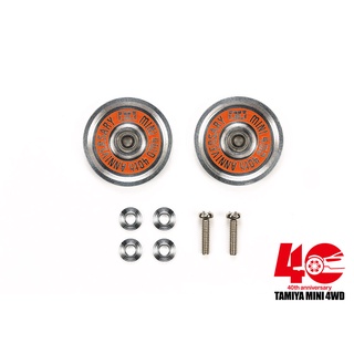 95643 TAMIYA Mini 4WD 40th Anniversary 19mm Aluminium Ball-Race Rollers (Ringless)