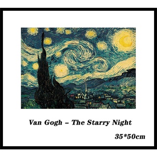 Art&amp;landscape "VanGogh The Starry Night" โปสเตอร์ วอลเปเปอร์กระดาษคราฟท์ สไตล์วินเทจ ขนาด 35x46 ซม. สําหรับตกแต่งผนังบ้าน