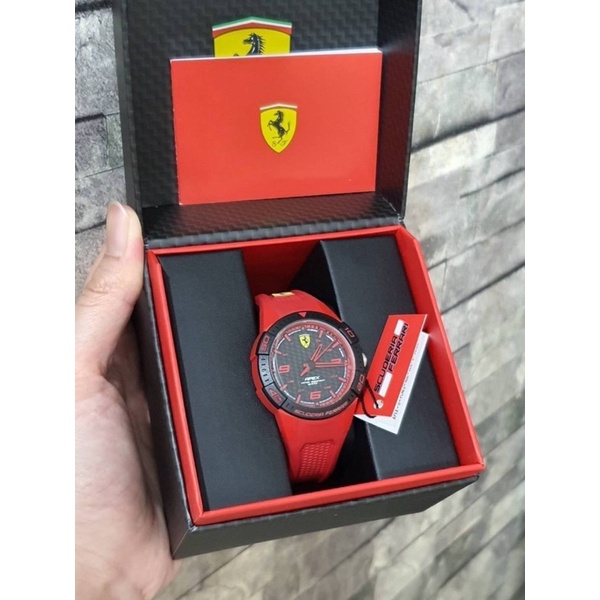 นาฬิกาข้อมือ Scuderia Ferrari Apex Black Unisex Watch 0840036 / 0840037 สายซิลิโคน