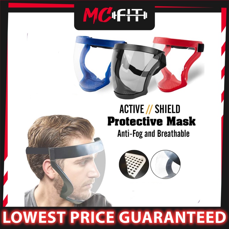 Mcfit Active Shield หน้ากากป้องกันใบหน้า แบบเต็มหน้า HD ใส ป้องกันหมอก กันฝุ่น คลุมเต็มรูปแบบ อะคริลิค กีฬา ขี่จักรยาน หน้ากาก