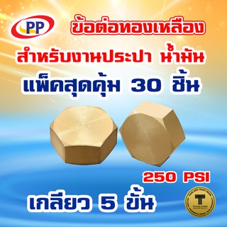 ข้อต่อทองเหลือง หมวกอุด PP(พีพี) ตัวเมีย&lt;เกลียวใน&gt; ขนาด3/4"(6หุน) แพ็ค 30 ชิ้น (ประปา/น้ำมัน)