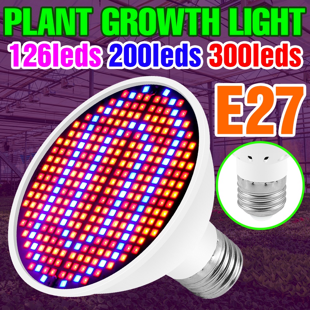 E27 Led Grow Light Full Spectrumไฮโดรโปนิกส์หลอดไฟปลูกต้นไม้ 126/200/300Leds เรือนกระจกโคมไฟ Grow Tent เร่งการเจริญเติบโตของพืช