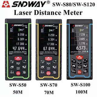 SNDWAY ดิจิตอล S100M 70M 50M เลเซอร์ Rangefinder Trena เมตรสีชาร์จเทปวัดเครื่องมือ