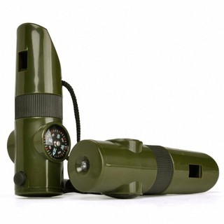 ﻿นกหวีดฉุกเฉิน 7 in 1 (7 in 1 Survival Whistle Compass Thermometer Flashlight Magnifier)