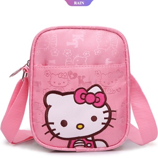 กระเป๋าสะพายไหล่ กระเป๋าถือ ลายการ์ตูนอนิเมะ Sanrio Hello Kitty เหมาะกับใส่โทรศัพท์มือถือ แฟชั่นสําหรับเด็กผู้หญิง [RAIN]