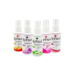 Refresh Deodorant Spray ชุด set สำหรับผู้หญิง 5 กลิ่น 60ml. แพ็ค 5 ขวด