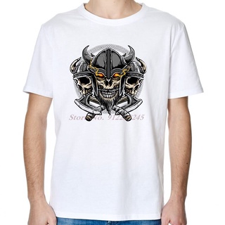 คอลูกเรือเสื้อยืดคอกลมขายดี เสื้อยืดลําลอง แขนสั้น พิมพ์ลาย Viking Warrior Skull Overd สไตล์สตรีท สําหรับผู้ชาย BMcckg92