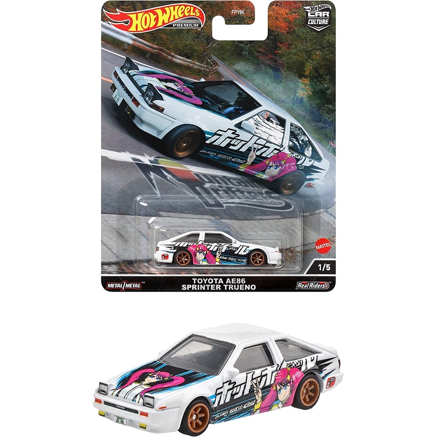 (ล้อยางพรีเมี่ยม) Hot Wheels 1/64 Car Culture Mountain Drifters Toyota AE86 Sprinter Treno (ใหม่)
