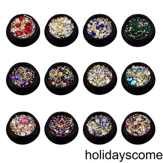 [HCLM] Multi Types 3D Gold Silver Crystal Rhinestones Pearl Alloy Glitter Nail Jewelry Manicure Sticker Tips Decor