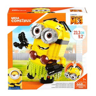 (ของแท้ 100%) Mega Construx Despicable Me 3 Luau Dave Build-A - Minion Set ตุ๊กตากระปุกออมสินมินเนี่ยนตัวต่อ 668 ชิ้น