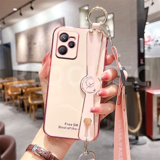 เคส Realme C35 6D สายรัดข้อมือ ชุบไฟฟ้า พร้อมสายคล้องยาว สะพายข้าง ฝาหลัง