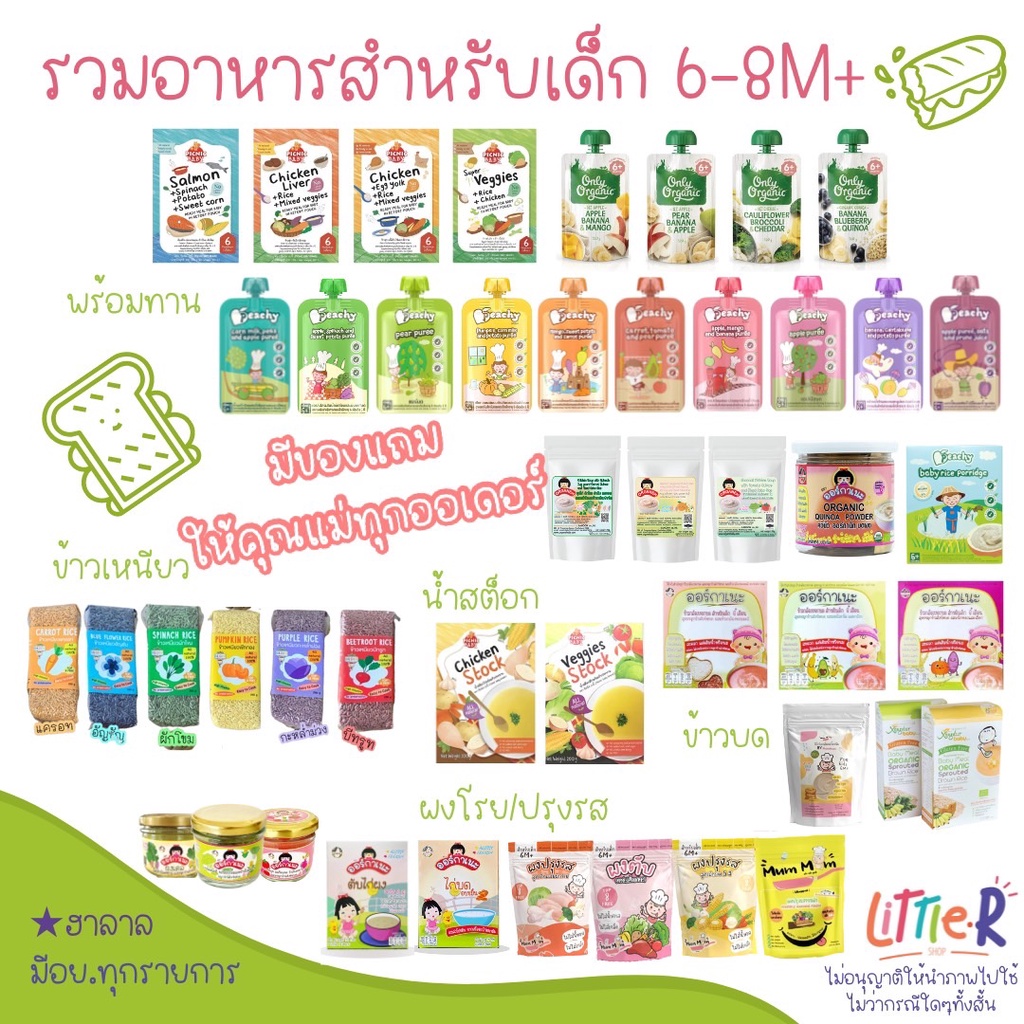 รวมอาหารเด็ก 6-8 เดือน วัยเริ่มทาน อาหารพร้อมทาน ผงปรุงรส Peachy Picnic Baby Begin Organeh