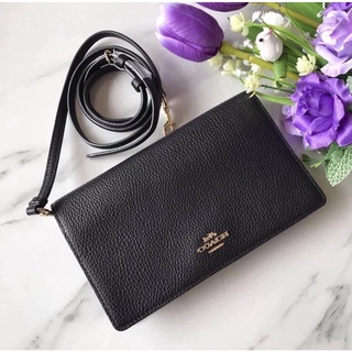 🎀 (สด-ผ่อน) กระเป๋าสะพายสีฟ้า สีดำ COACH 3037 ANNA FOLDOVER CROSSBODY CLUTCH