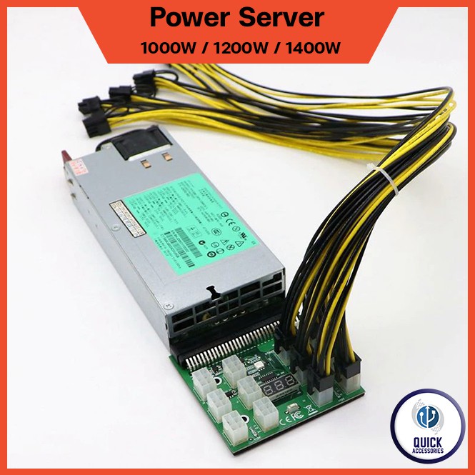 ตัวจ่ายไฟการ์ดจอ Power Suply 1400W 1200W 1100W LED PSU SERVER Bitcoin