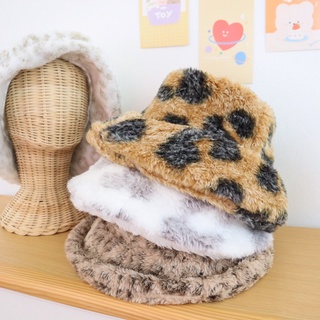 Fuzzy bucket hat หมวกบักเก็ตขนนุ่มๆ สีล้วน ลายเสือ พร้อมส่ง สินค้าผลิตในไทย