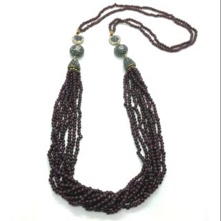 สร้อยคอหินโกเมน สร้อยคอตุรกี สร้อยคอหินการ์เนตแท้ สร้อยคอคริสตัล Turkish Natural Garnet Necklace