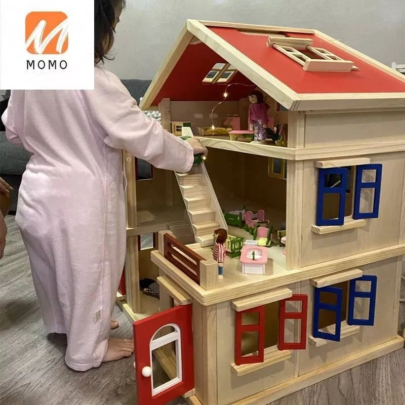 บ้านไม้ประกอบของเล่นเด็ก บ้านตุ๊กตา House Villa thumbnail 9