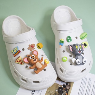 รองเท้า Crocs Jibbitz ลายการ์ตูนแมว และหนูน่ารัก แต่งหัวเข็มขัด อุปกรณ์เสริม สําหรับตกแต่งสวนเด็ก