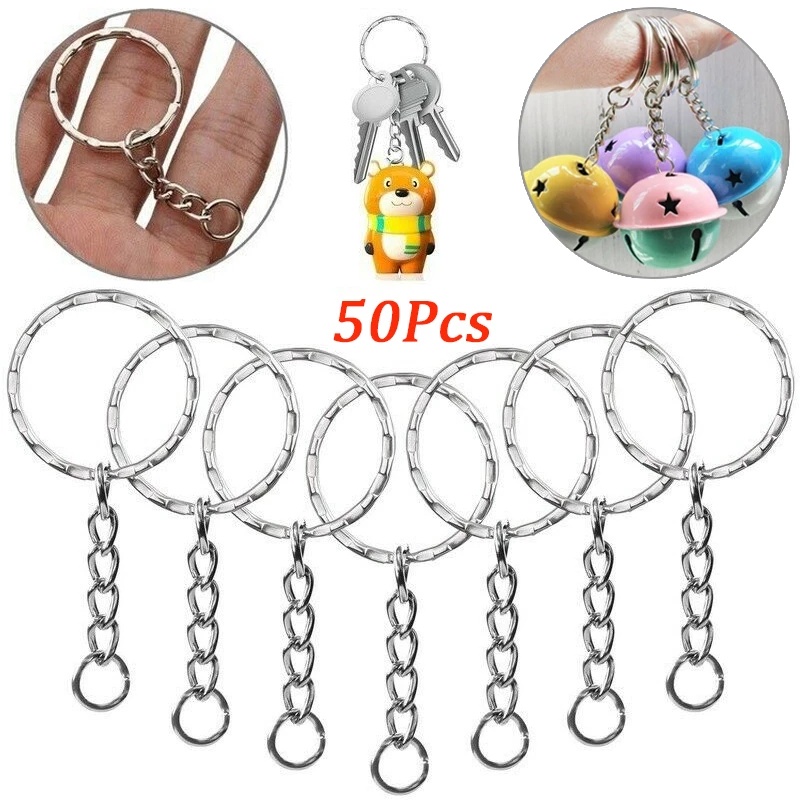 พวงกุญแจ 50 ชิ้น พร้อมโซ่สั้น / ห่วงโอริง DIY พวงกุญแจสายคล้องโทรศัพท์
