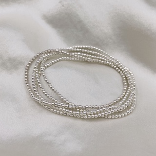 Silver Beaded Bracelets, Pack Of 5 Sterling Silver Bracelet B0028 | สร้อยข้อมือ กำไล เงินแท้