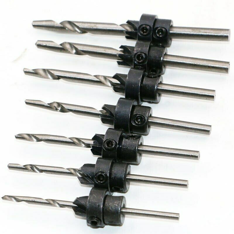 7pcs Carpentry Tapered Countersink Drill Bit Set 5-12 with Small Hex ...