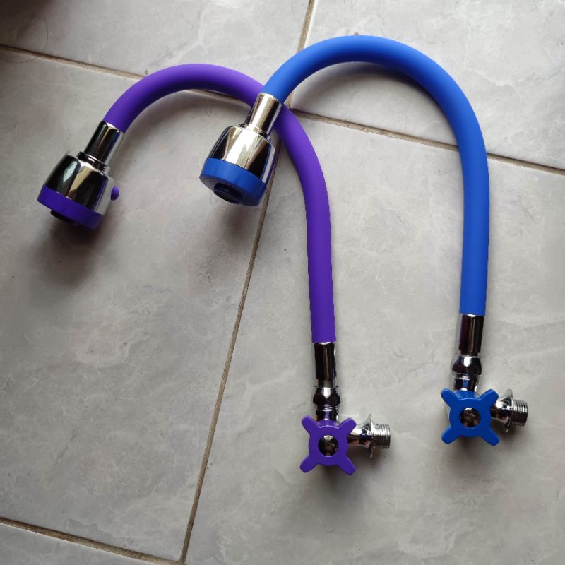 HIJAU UNGU MERAH BCP ก๊อกคอห่าน คอยางยืดหยุ่น สีสันสดใสปิด 360° แดง ม่วง เขียว ขาว น้ําเงิน ดํา เทา