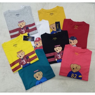 เสื้อยืดเด็ก  สกรีนลายหมี Polo เนื้อผ้าดี ใส่สบาย ไซส์ 2-14 ปี