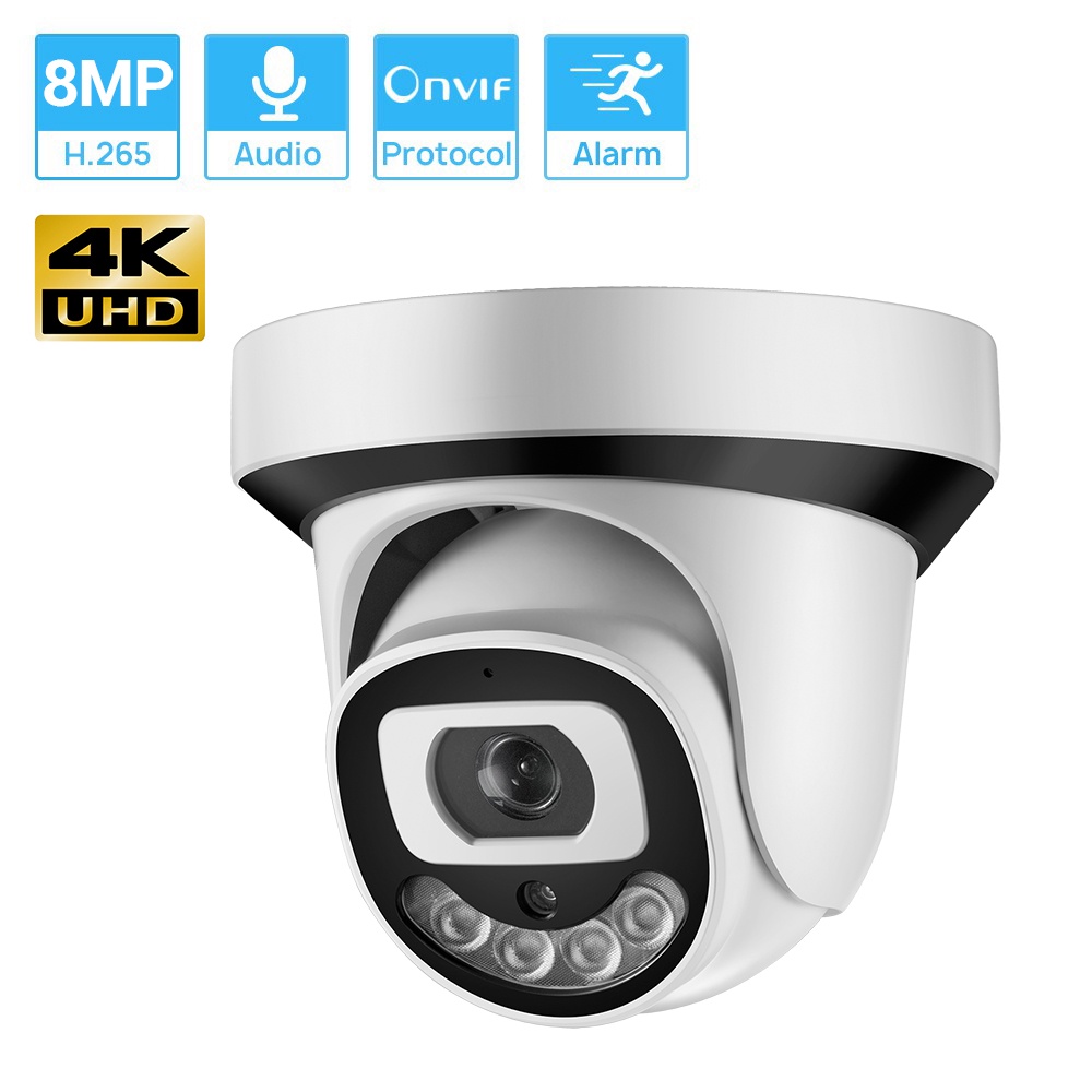 Hamrol 8MP/4K Color Night Vision Face Detection  Audio H.265 POE Indoor Camera IPAI Alarm Video CCTV