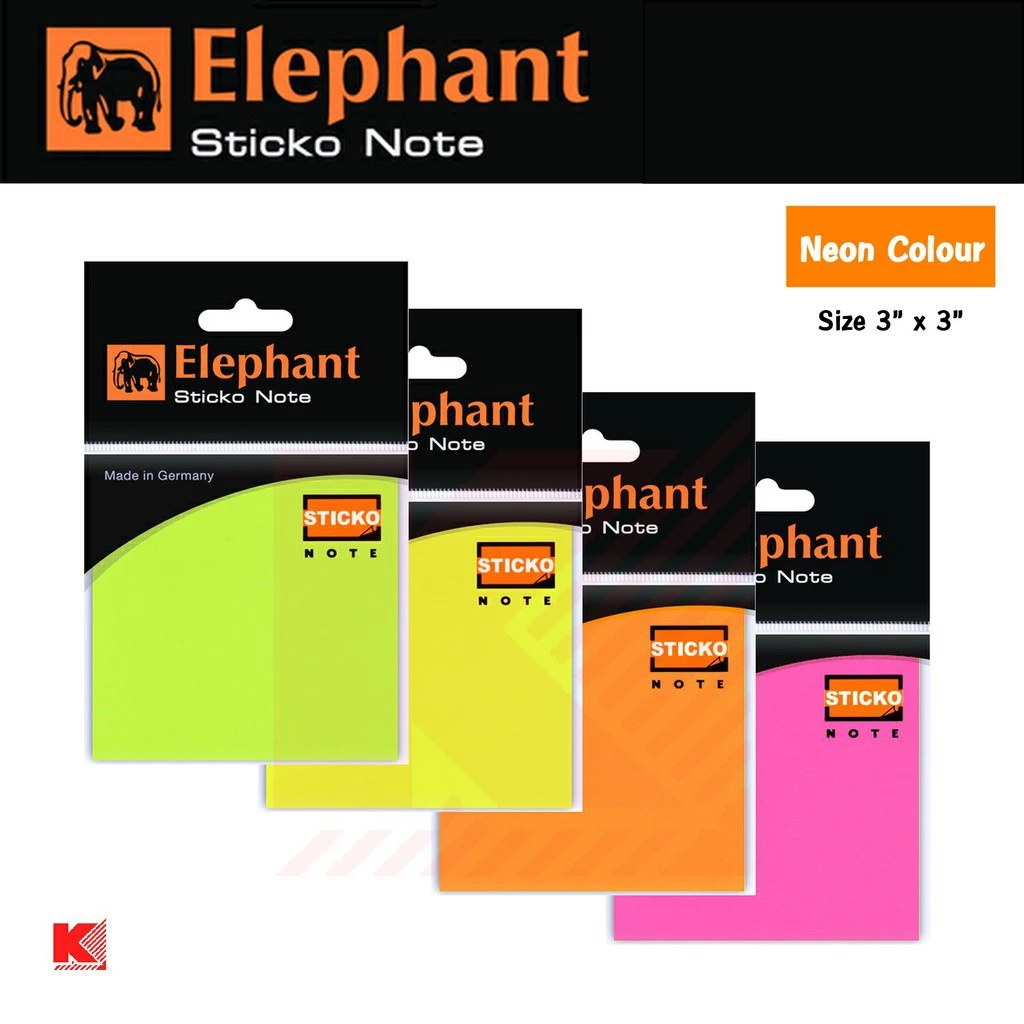 กระดาษโน๊ต 3x3นิ้ว ( 80-100แผ่น ) ตราช้าง Elephant sticko note จำนวน 1 ชิ้น