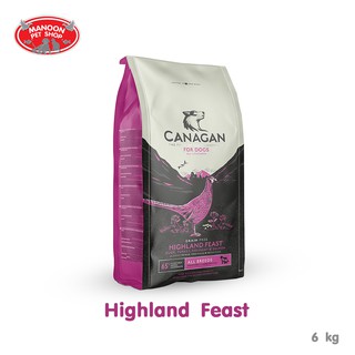 [MANOON] CANAGAN Dog Food Grain-free Highland Feast คานาแกน ไฮแลนด์ ฟีซท์ อาหารสุนัข รสไก่ฟ้า,เป็ด,ไก่งวง 6 กิโลกรัม