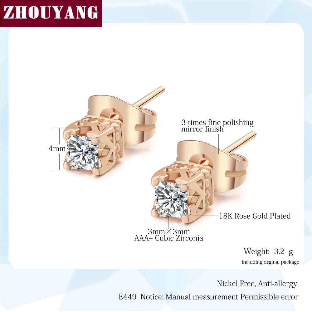 ด้านคุณภาพ ZHOUYANG Elegant คริสตัล Rose Gold สีต่างหูคริสตัลออสเตรีย ZYE448 ZYE449 ราคา ถูกที่สุด ดีลบีเคเค แกลเลอรีภาพที่ 3