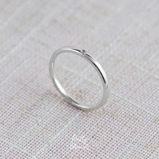 Pretty Moment แหวนเพชรเดี่ยวแบบมน cz น่ารัก หนา 2 mm สีเงิน สีโรสโกล สีทอง สแตนเลส แข็งแรง ทนทาน คงสภาพ ของขวัญ