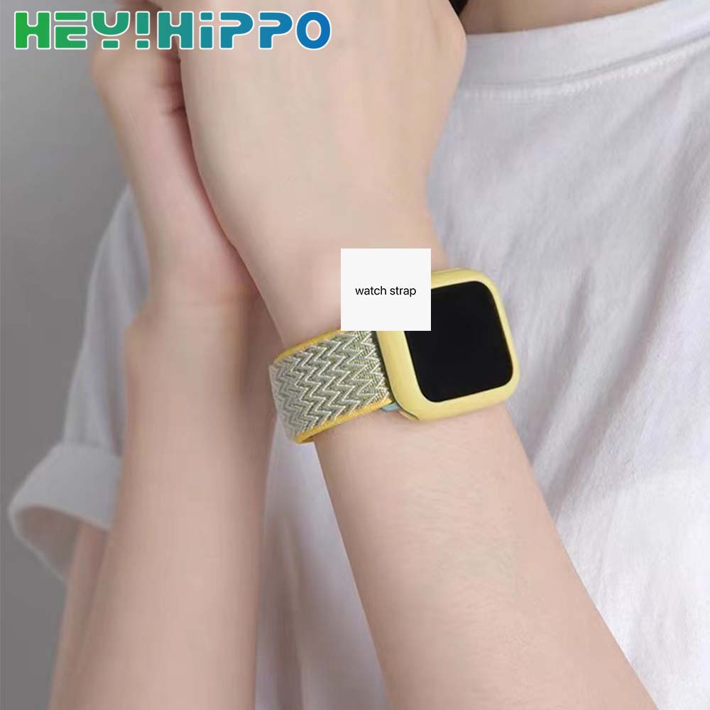 W wave รูปแบบสายรัดไนลอน + เคสป้องกันสําหรับ iwatch สมาร์ท iwatch series 10/9/8/7/6/5/SE ตัวเลือกหลายสีสําหรับ 45/44/42/41/40/43 มม.46 มม.S10 42 มม.