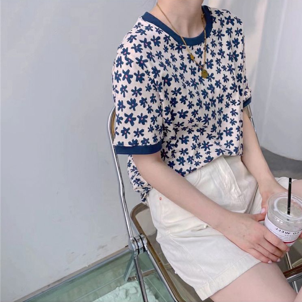 QKshop 🎉เสื้อยืดคอกลมแขนสั้นพิมพ์ลายดอกไม้🔥💞 น่ารักมากๆ  ใส่สบายไม่ร้อน✨ เหมาะกับสาวๆทุกวัย🌈 - รูปที่ 6