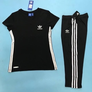 [มีโค้ดส่วนลด] ชุดออกกำลังกาย set Adidas เสื้อยืก กางเกง ชุดออกกำลังกายผู้หญิง ชุดโยคะ ส่งฟรี