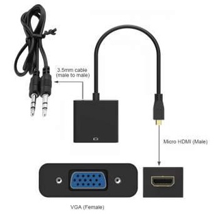 อุปกรณ์แปลงสัญญาณ HDMI HD Conversion Cable HDMI to VGA Adapter+Audio