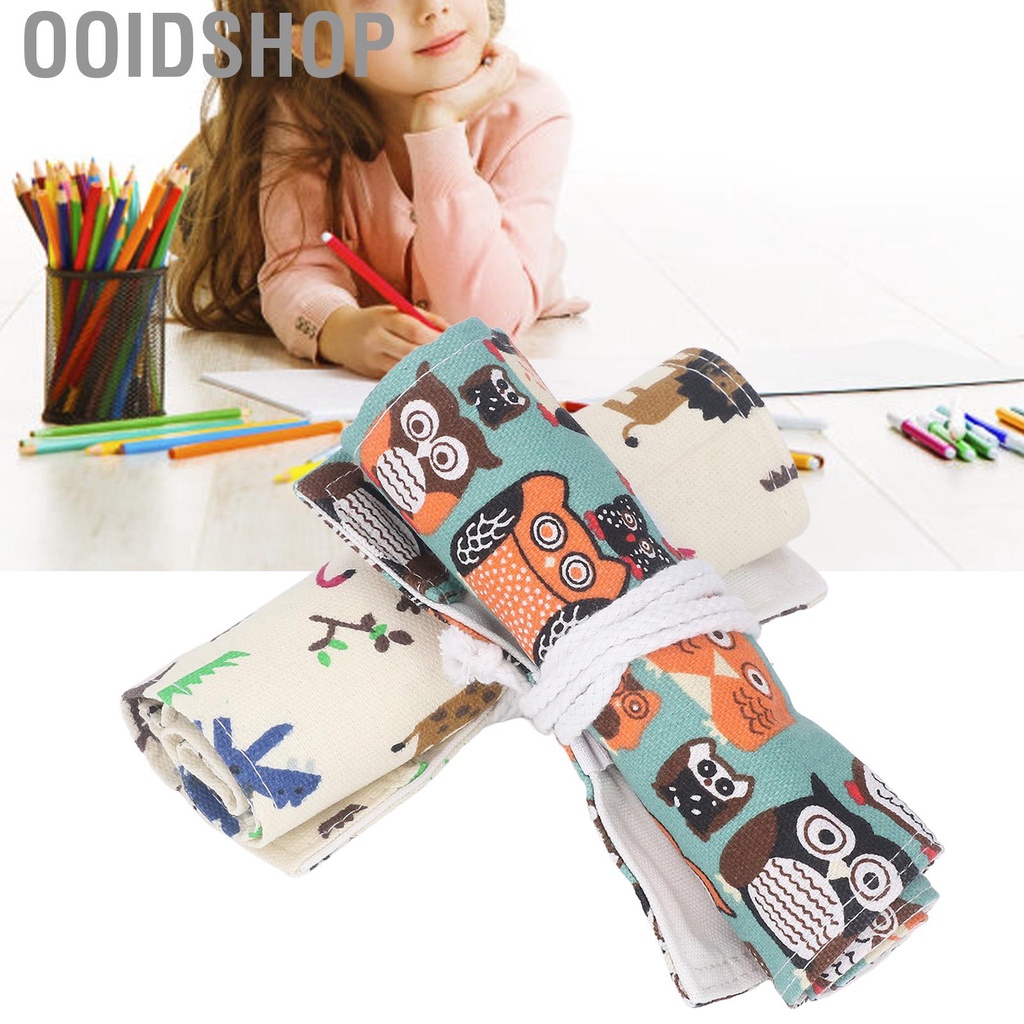 Ooidshop 2x Colored Roll Up Pencil Case Wrap Pen Holder Bag Storage ...