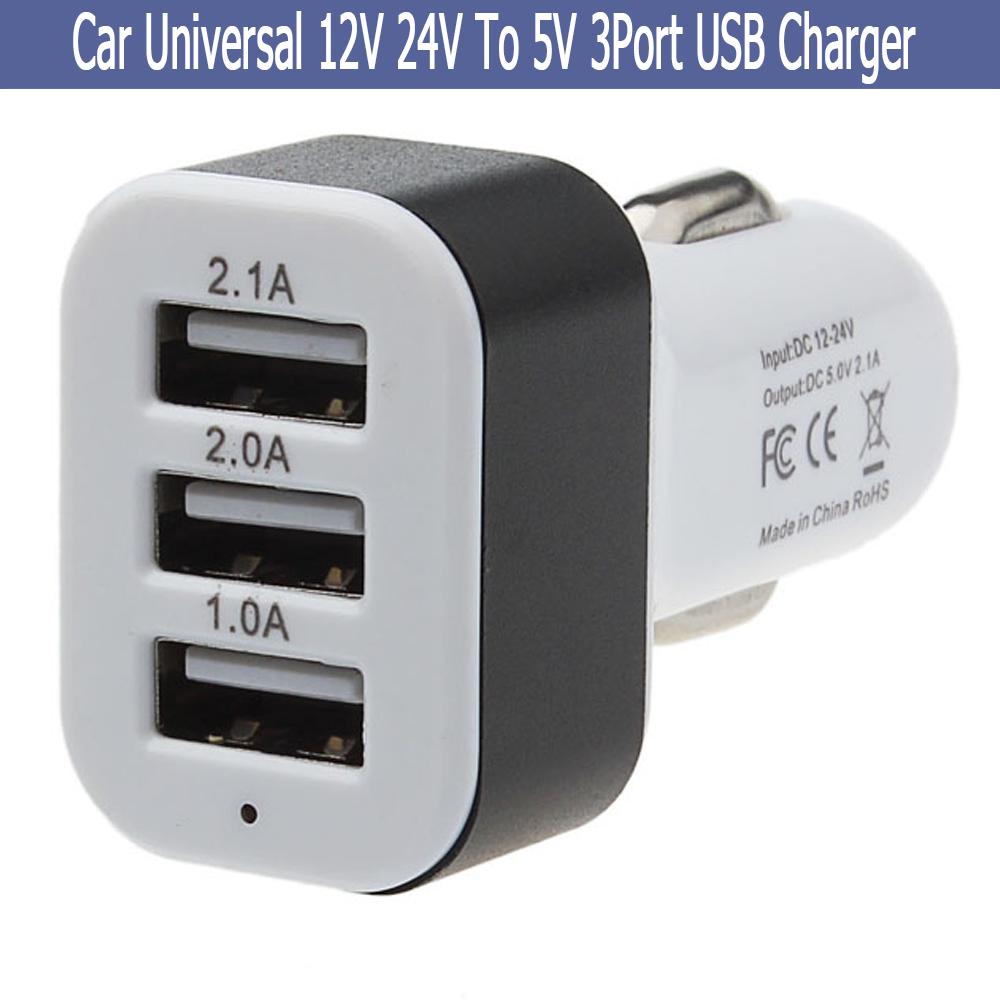 อะแดปเตอร์ที่ชาร์จในรถยนต์ 12v 24v to 5 V 3 พอร์จ USB