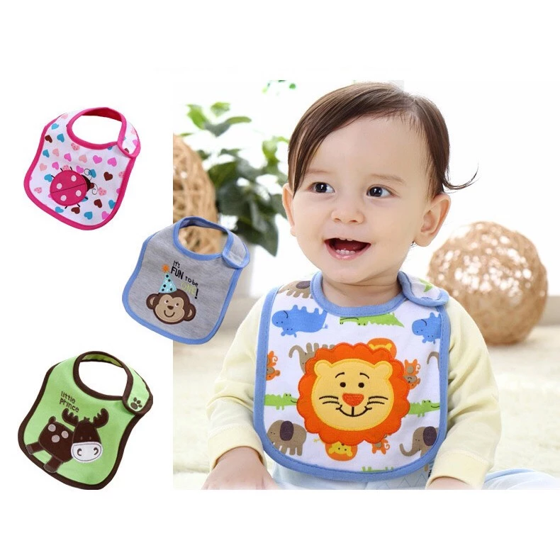 น่ารักคู่ชั้นผ้ากันน้ำลายเด็กผ้ากันเปื่อนเด็ก Bibs ผ้ากันเปื้อนลายการ์ตูนลายสัตร์น่ารักชายหญิง