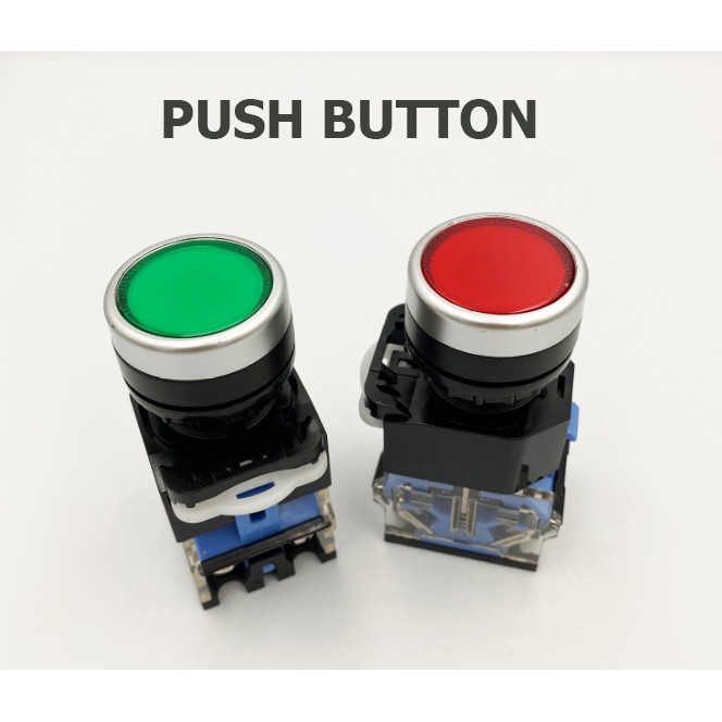CCS - Push Button  สวิทซ์กด 22 mm. ติดหน้าตู้ มีสีแดงและเขียว ทั้งแบบมีไฟ และไม่มีไฟ